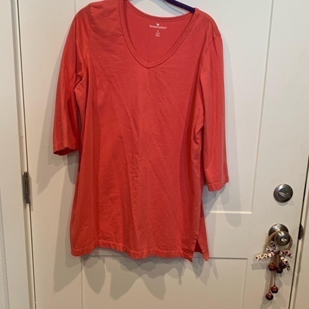 Woman Within Rich Orange Tunic, 3/4 sleeves, V-Neck, size Medium (14-16) NWOT